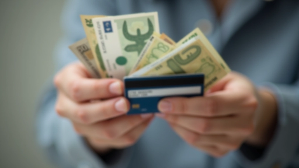 Person zeigt Bargeld und Bankkarte, symbolisiert sofort verfügbares Geld in M1